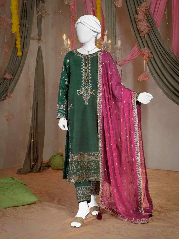 Party Wear Embroidered 3Pc Unstitched Suit PJPWS-240839