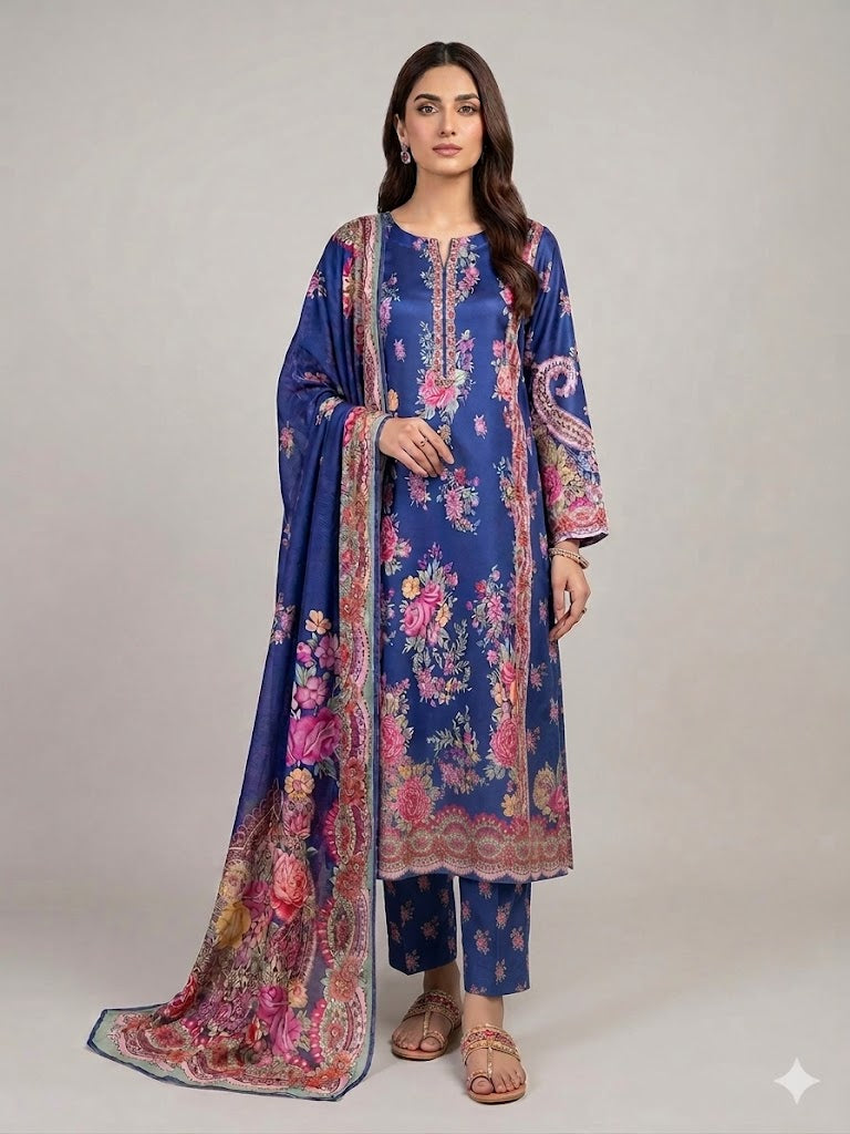 3-Piece Silk Stitched