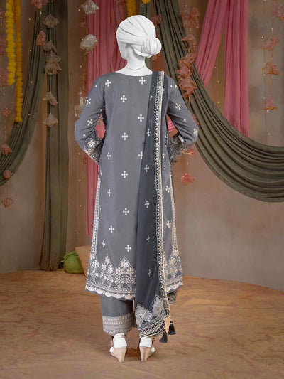 Party Wear Embroidered 3Pc Unstitched Suit | PJPWS-240846