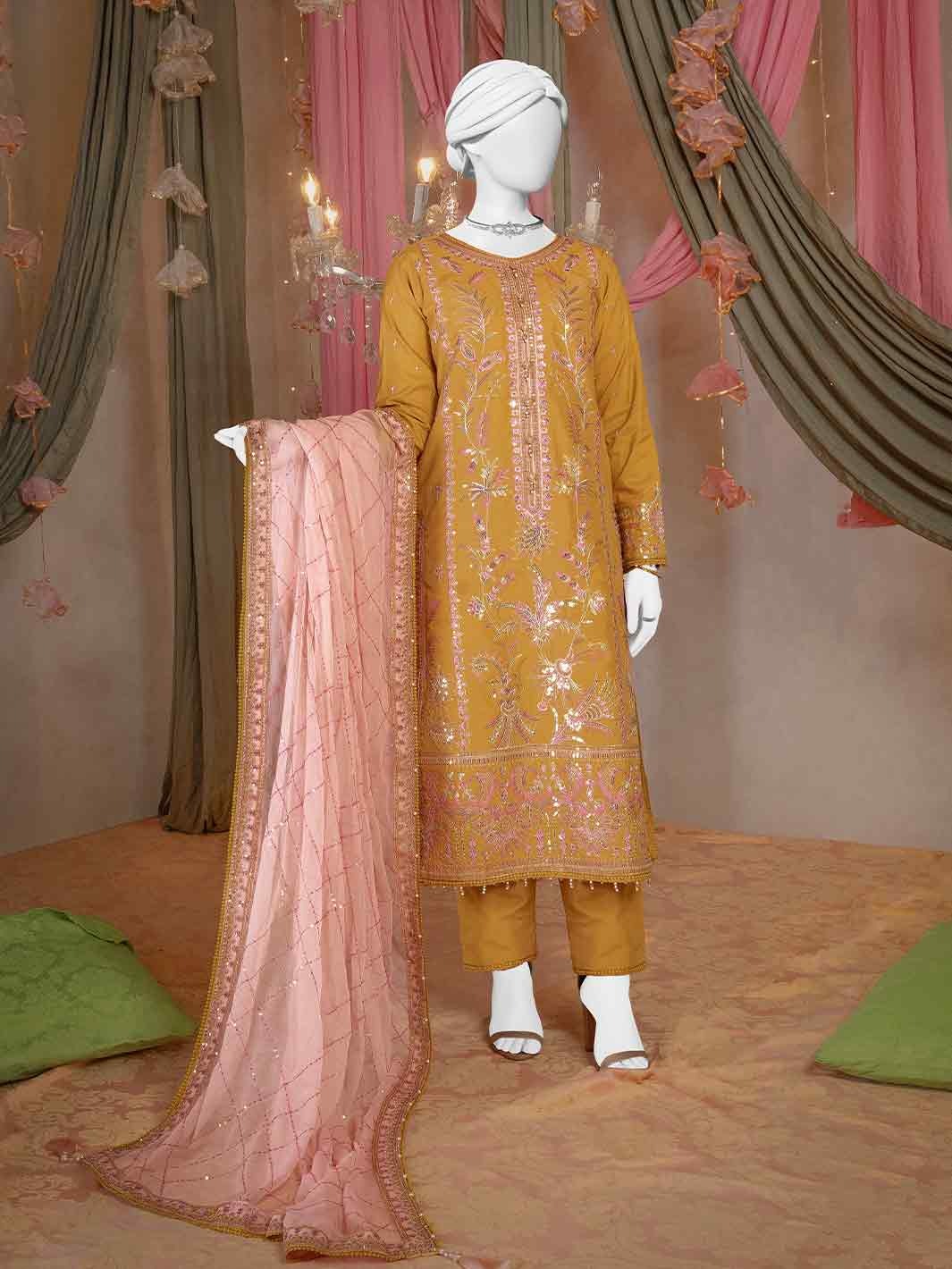 Party Wear Embroidered 3Pc Unstitched Suit PJPWS-240848