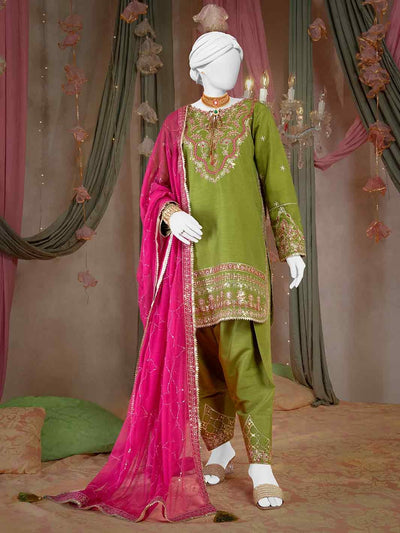 Party Wear Embroidered 3Pc Unstitched Suit PJPWS-240837