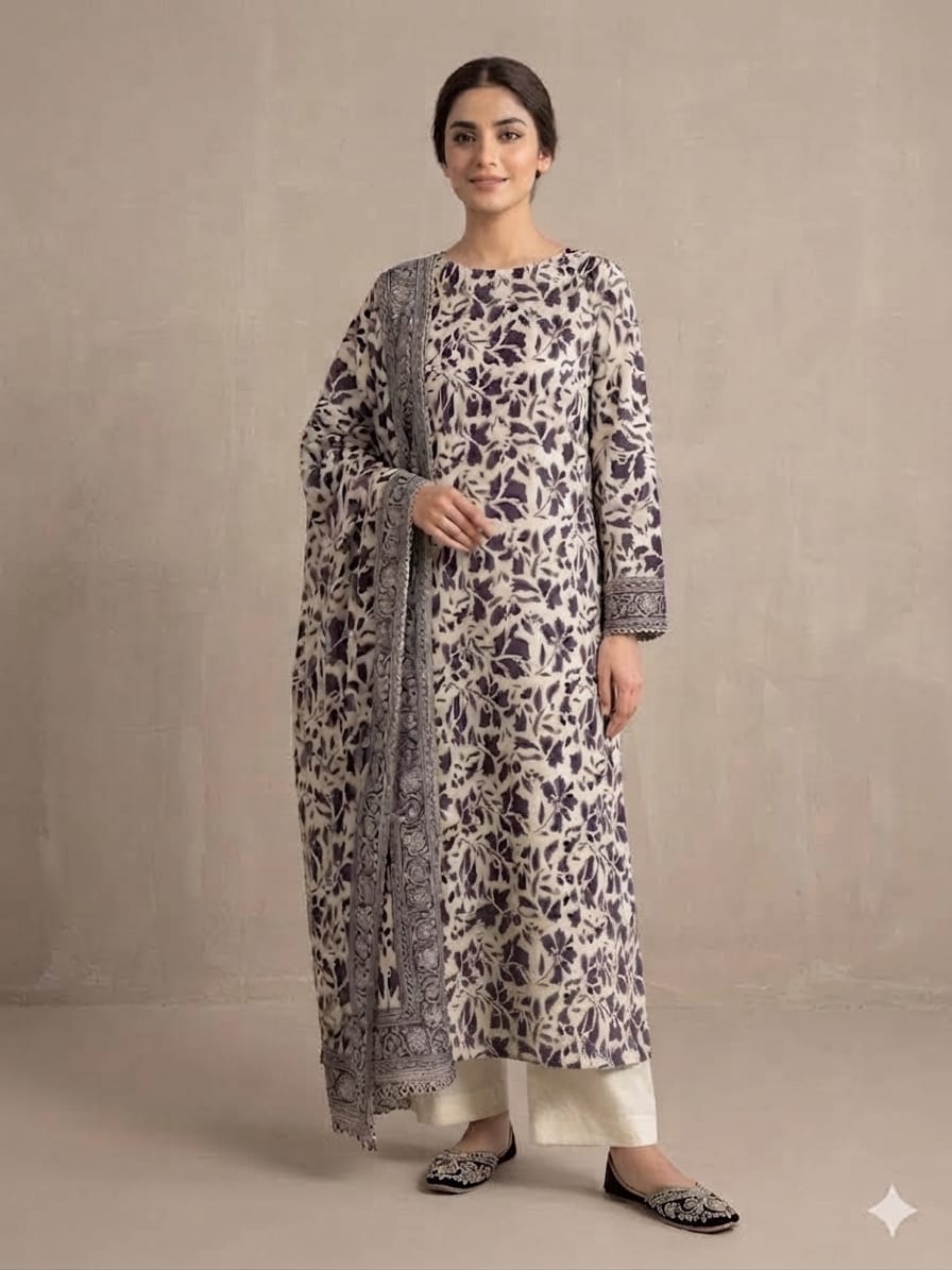 3-Piece Silk Stitched