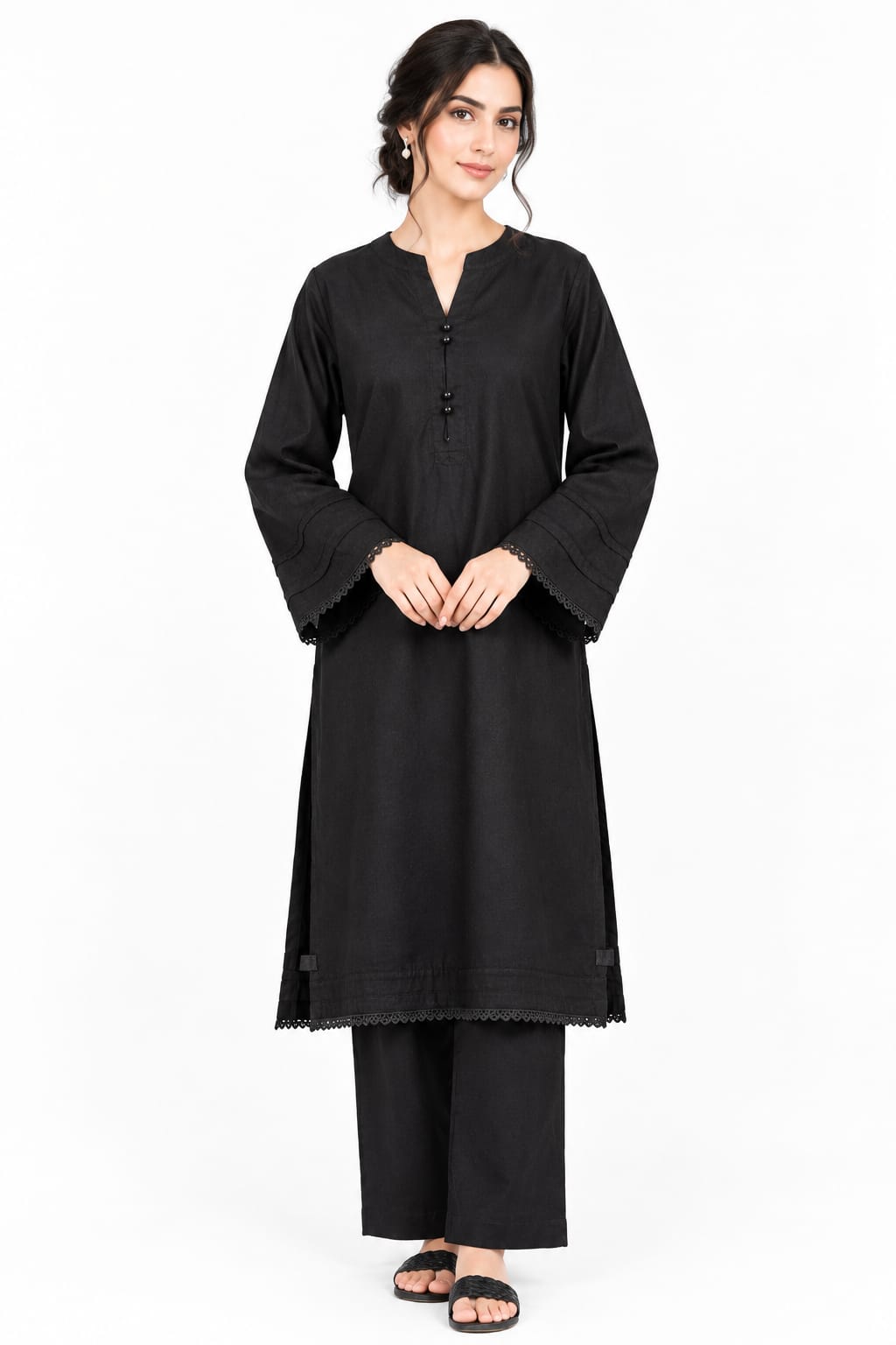 2-Piece Stitched Black
