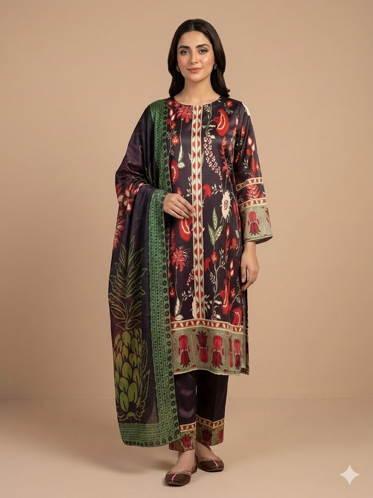 3-Piece Silk Stitched