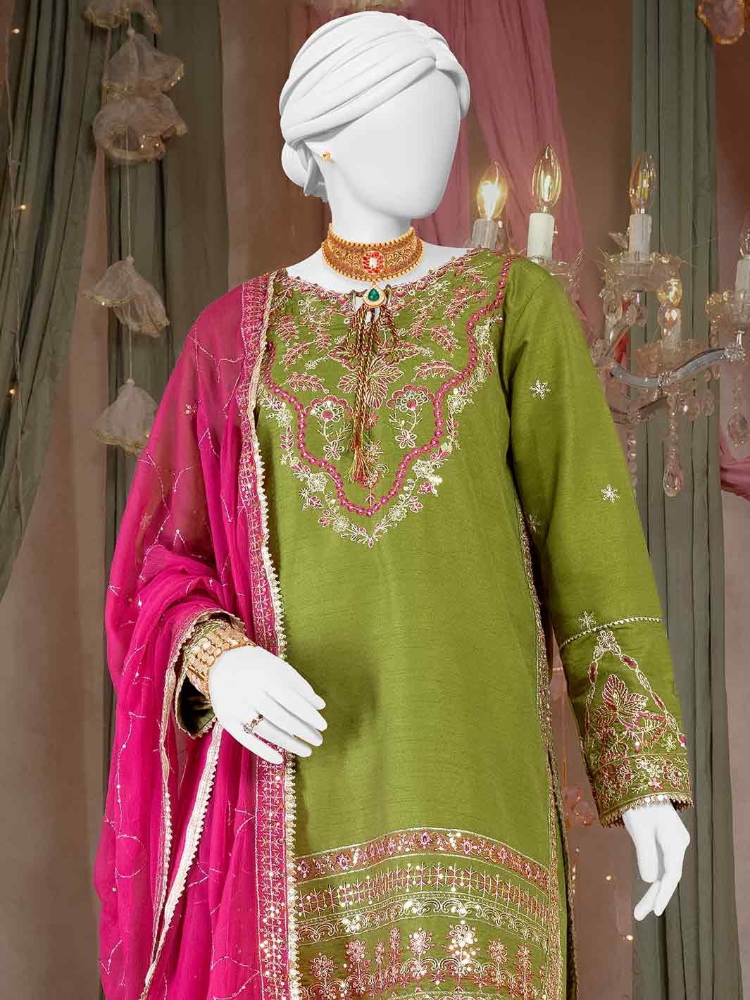 Party Wear Embroidered 3Pc Unstitched Suit PJPWS-240837