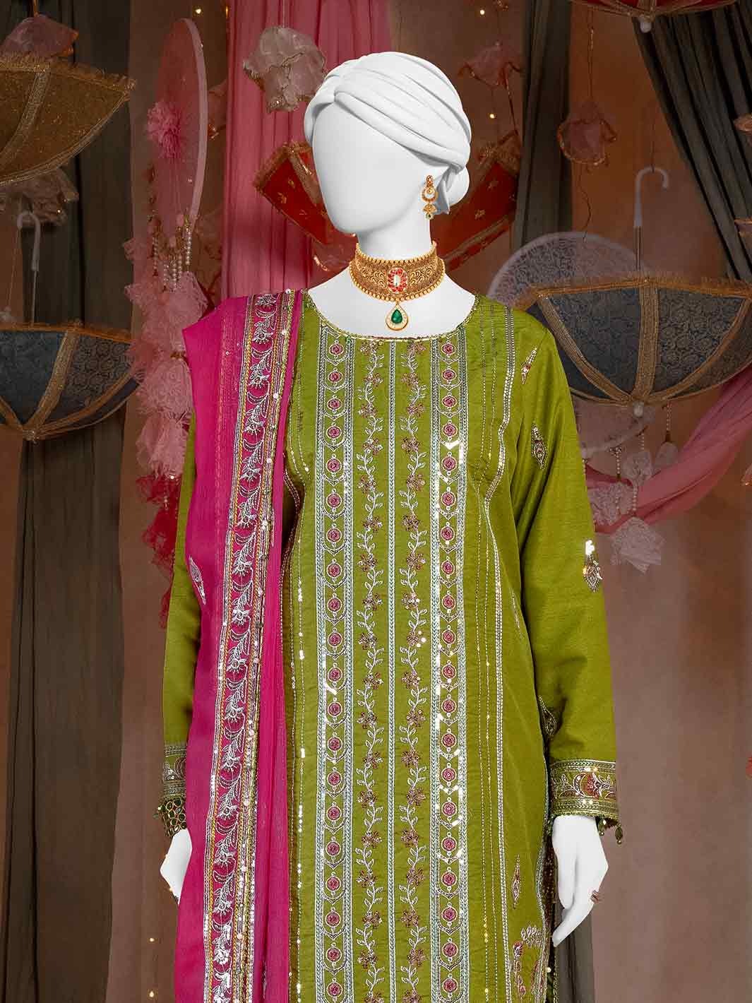 Party Wear Embroidered 3Pc Unstitched Suit PJPWS-240849