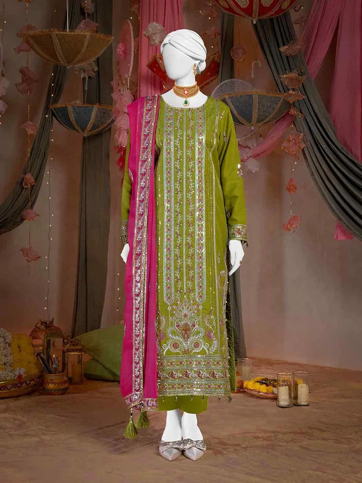 Party Wear Embroidered 3Pc Unstitched Suit PJPWS-240849